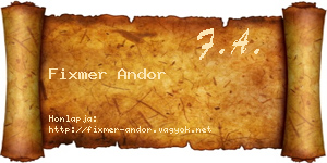 Fixmer Andor névjegykártya